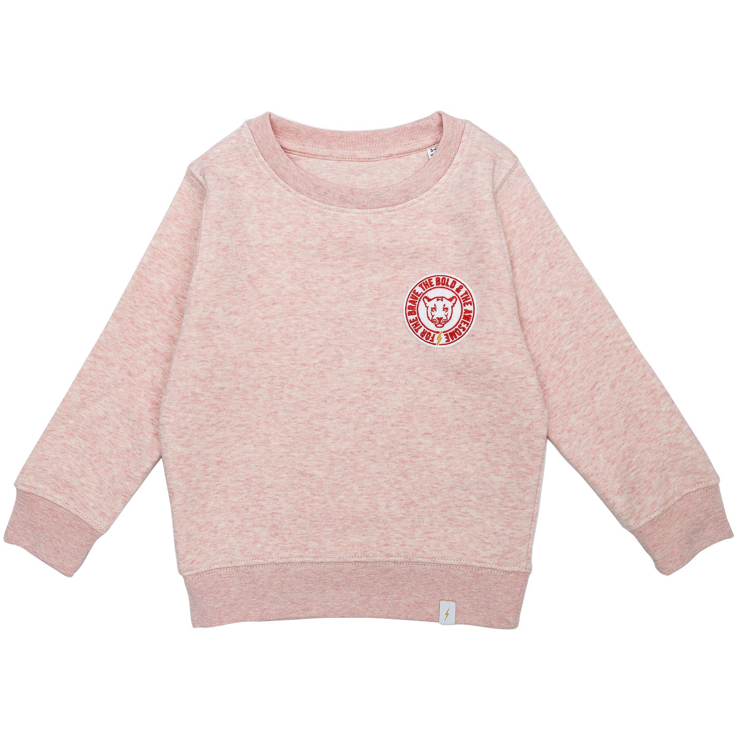 For The Bold, The Brave And The Awesome Badge Sweatshirt  –  Pink Marl WAS £32