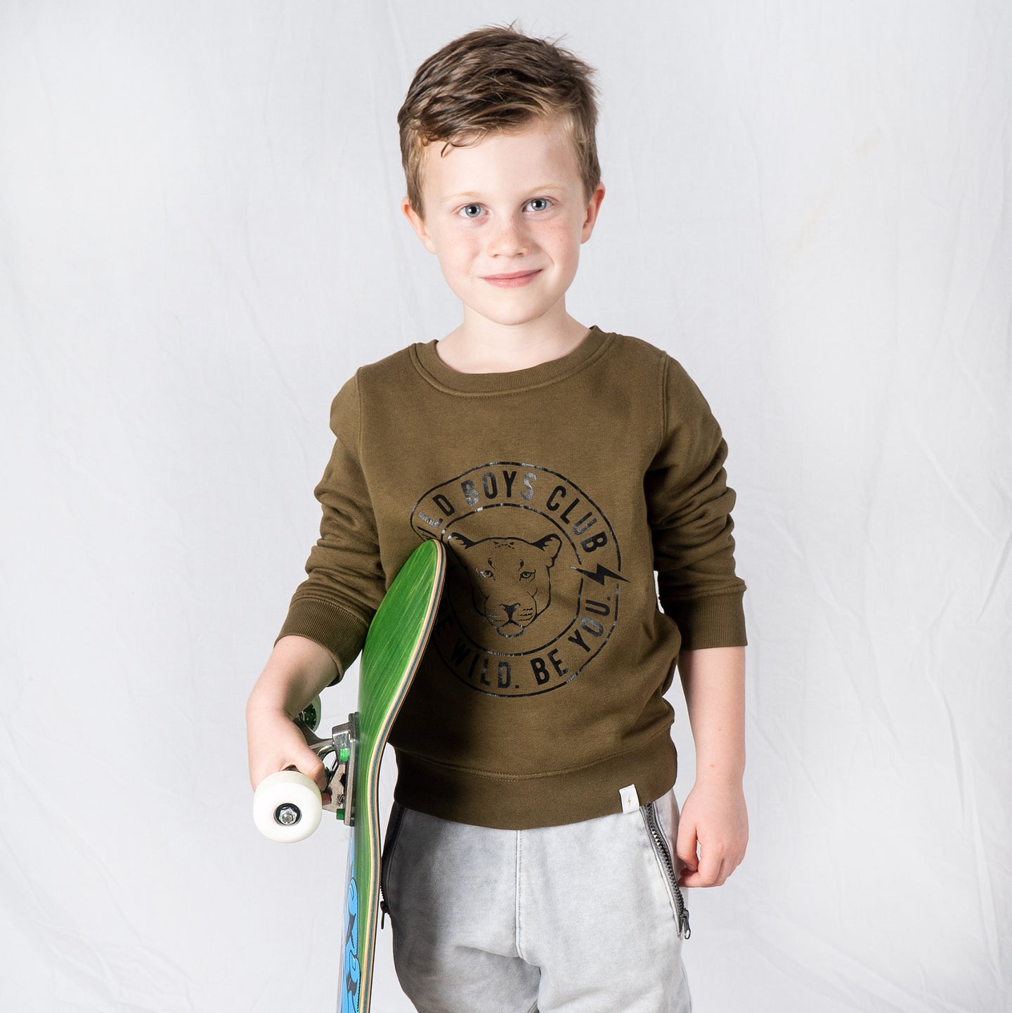 Wild Boys/Girls Club Sweatshirt  –  Khaki & Black WAS £32