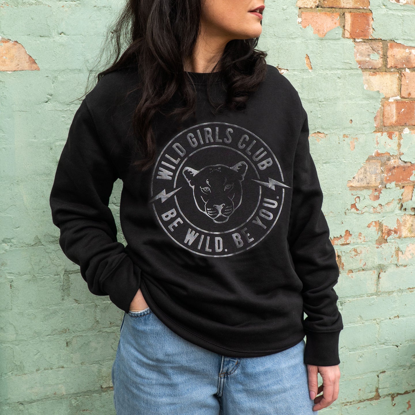 Wild Girls Club Sweatshirt – Black & Black WAS £49