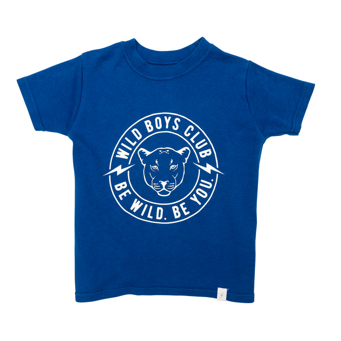 Wild Boys/Girls Club T-shirt  –  Royal Blue & White