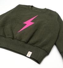 Bolt Sweatshirt  –  Olive & Neon Pink
