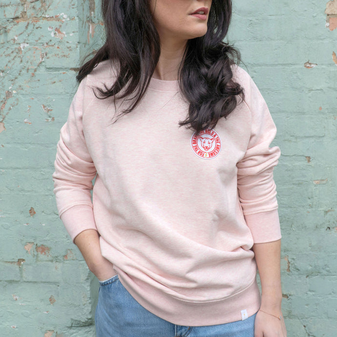 For The Bold, The Brave And The Awesome Badge Sweatshirt – Pink Marl