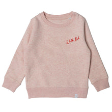 Embroidered 'Wild Kid' Sweatshirt  –  Pink Marl